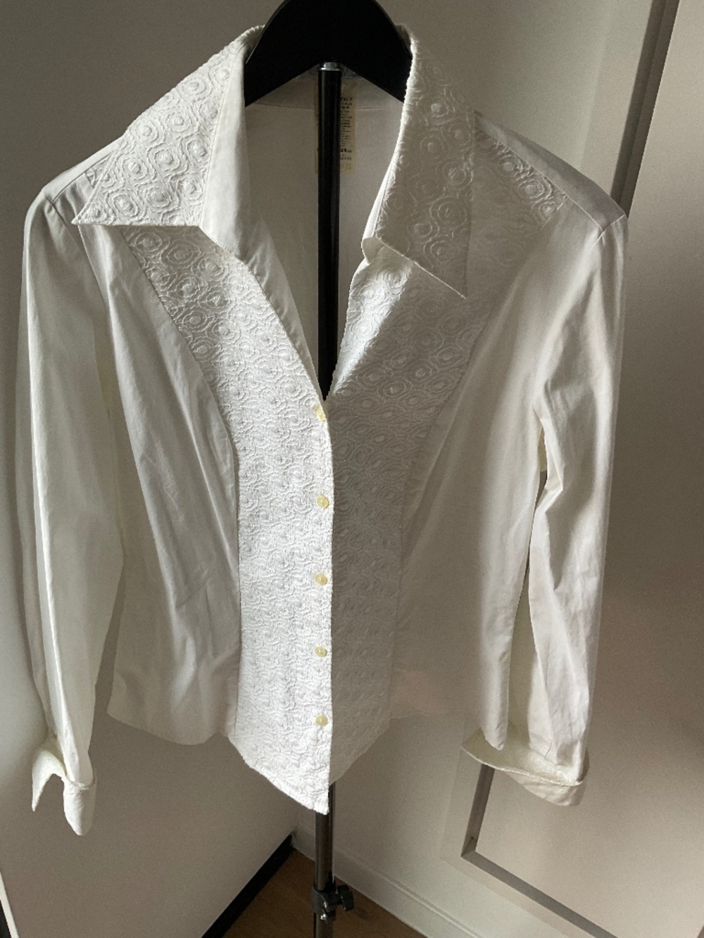 NaraCamicie - Beautiful detailed cotton fabric Size Medium White